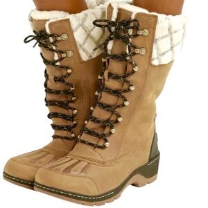 Sorel Whistler Tall Leather Winter Boots Size 7 Camel Brown Snow Waterproof
